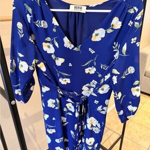 Verse Blue Floral Long Sleeve Dress